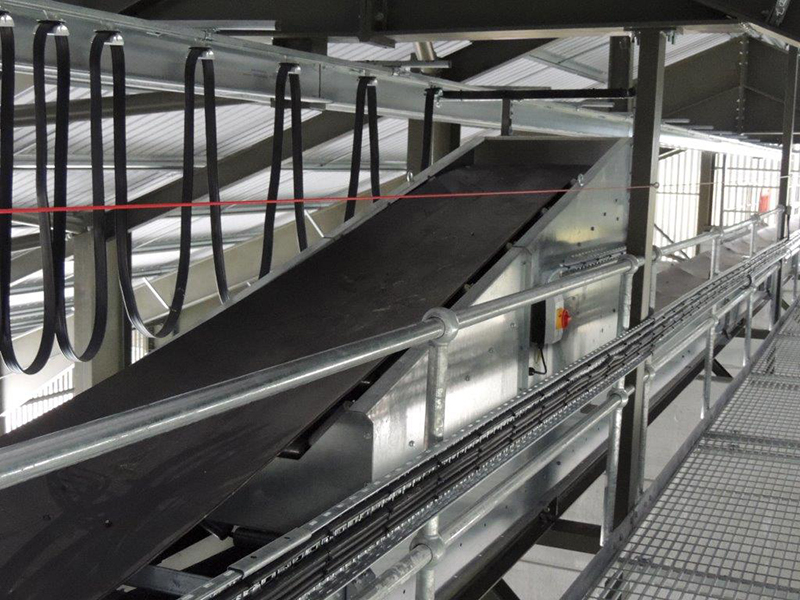 Ninety metre conveyor over storage shed